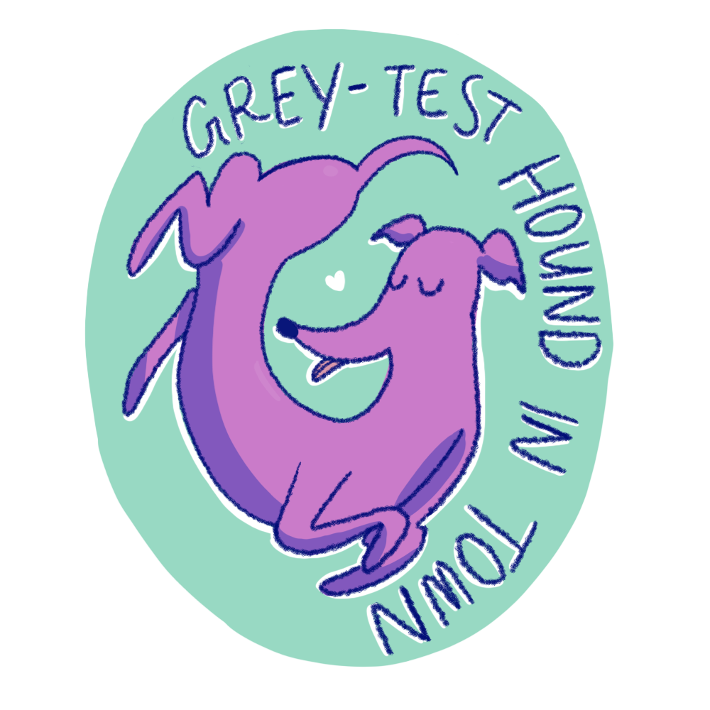 "Grey-test Hound in Town" Sticker